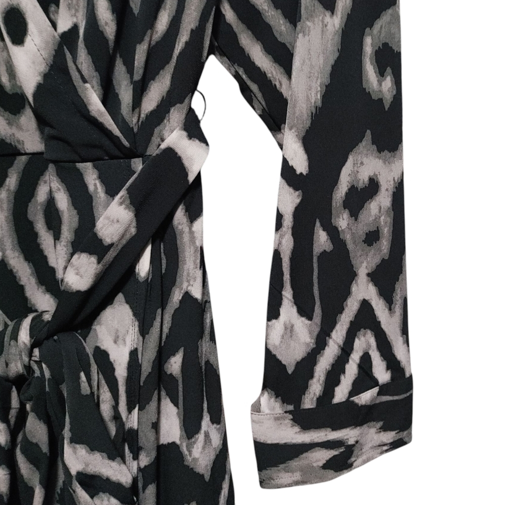 Lane Bryant Gray Black Geometric Pattern Collared Tie Front Dress Womens Size 3X - Picture 9 of 11